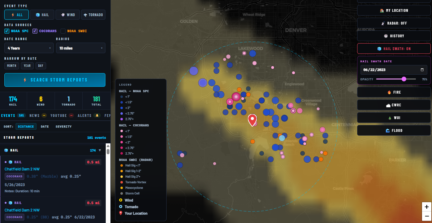 StormWatch storm data map